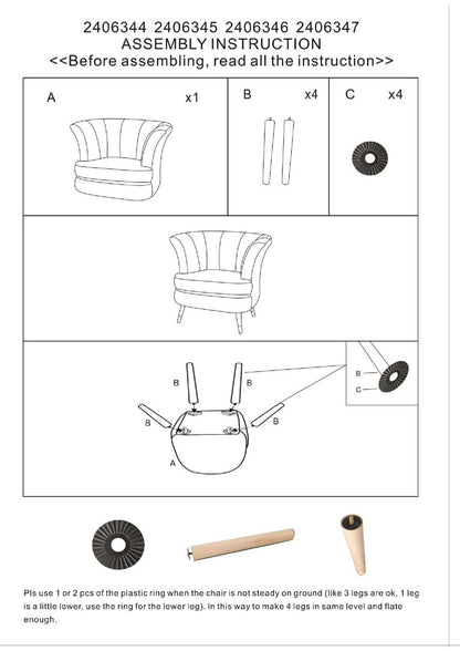 Regent Grey Velvet Curved Accent Chair