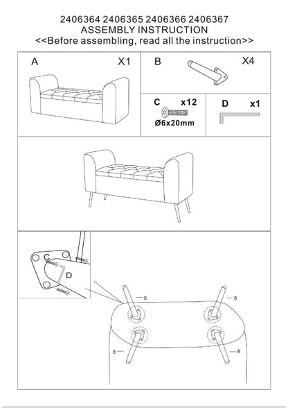 Regent Mink Velvet Ottoman Storage Bench