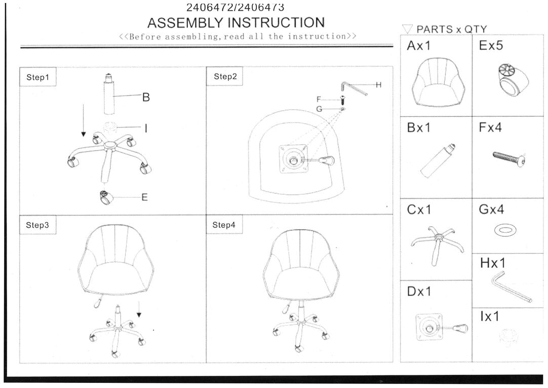 Florence Grey Velvet And Gold Base Home Office Chair