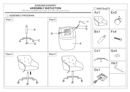 Florence Tufted Grey And Black Home Office Chair