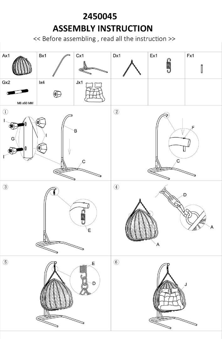 Bristol Black Rattan Effect Double Hanging Chair