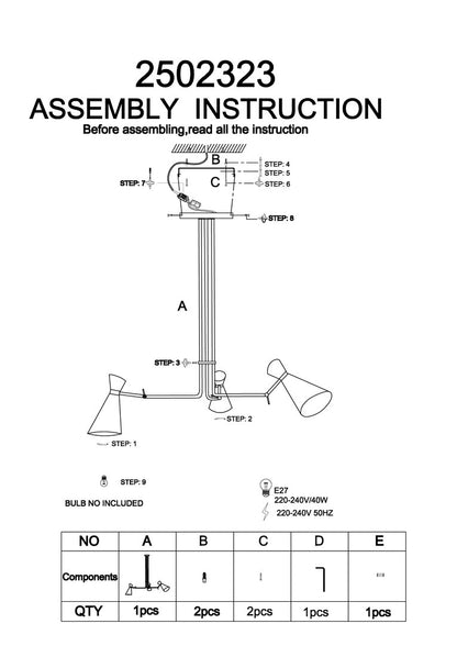 Bath 3 Shade Black And Gold Bent Arm Pendant