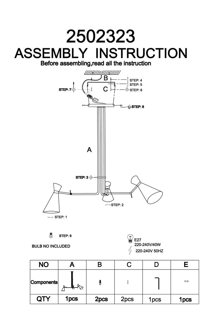 Bath 3 Shade Black And Gold Bent Arm Pendant