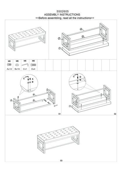 Aurora Powder Grey Tufted Bench
