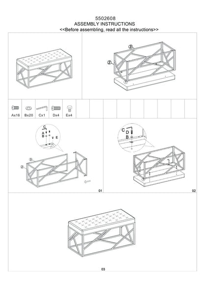 Aurora Mink Velvet Bench with Silver Finish Frame