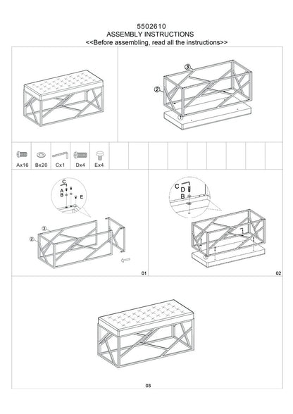 Aurora Powder Blue Geometric Bench