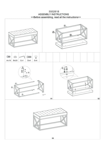 Aurora Tufted Bench Mink 