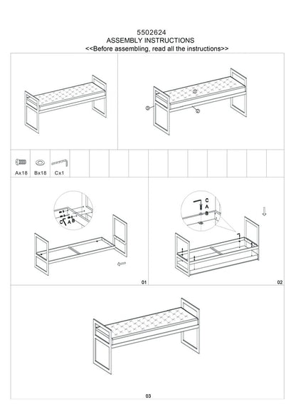 Aurora Powder Blue And Silver Finish Bench