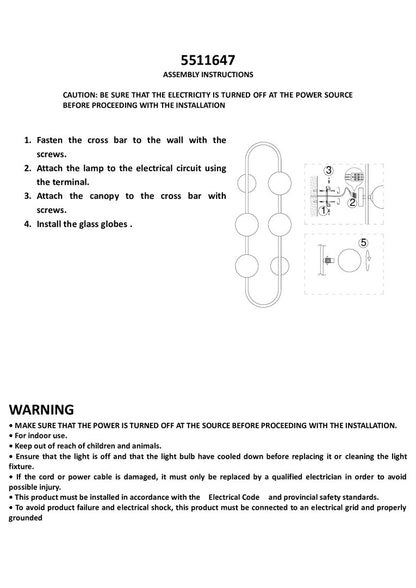 Cambridge Four Bulb White Glass Wall Light