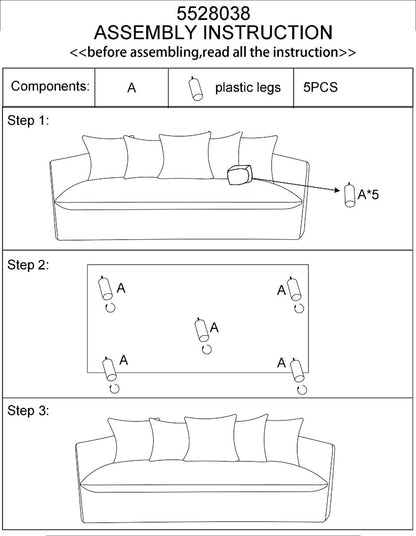 Milan 3 Seater Grey Sofa