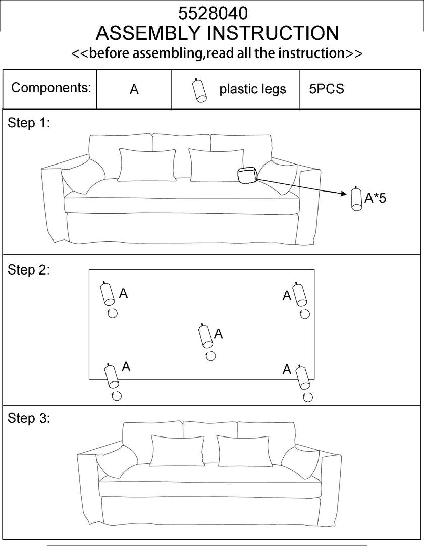 Siena 3 Seat Grey Fabric Sofa