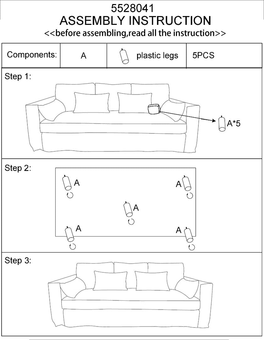 Siena 3 Seat Cream Sofa