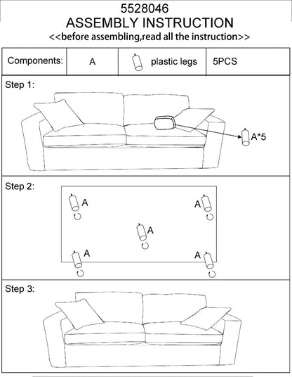 Seville 3 Seat Cream Fabric Sofa