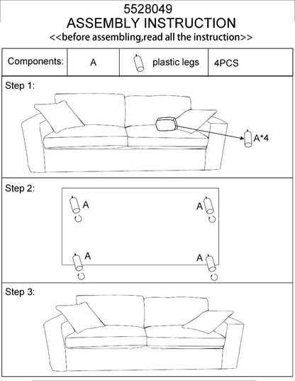 Seville 2 Seat Grey Sofa