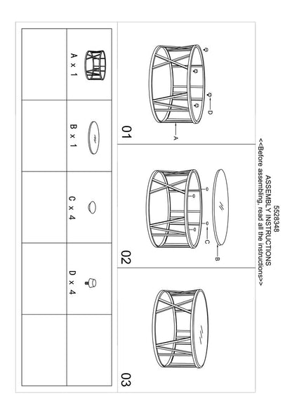 Como Round Coffee Table with Gold Frame and Black Glass