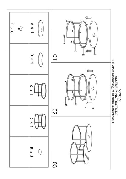 Como Set of 2 Gold and Black Round Nesting Coffee Tables