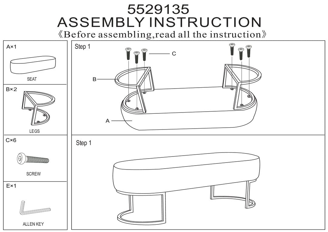 Windsor Green Velvet Ottoman Bench With Gold Finish Legs