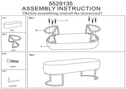 Windsor Green Velvet Ottoman Bench With Gold Finish Legs