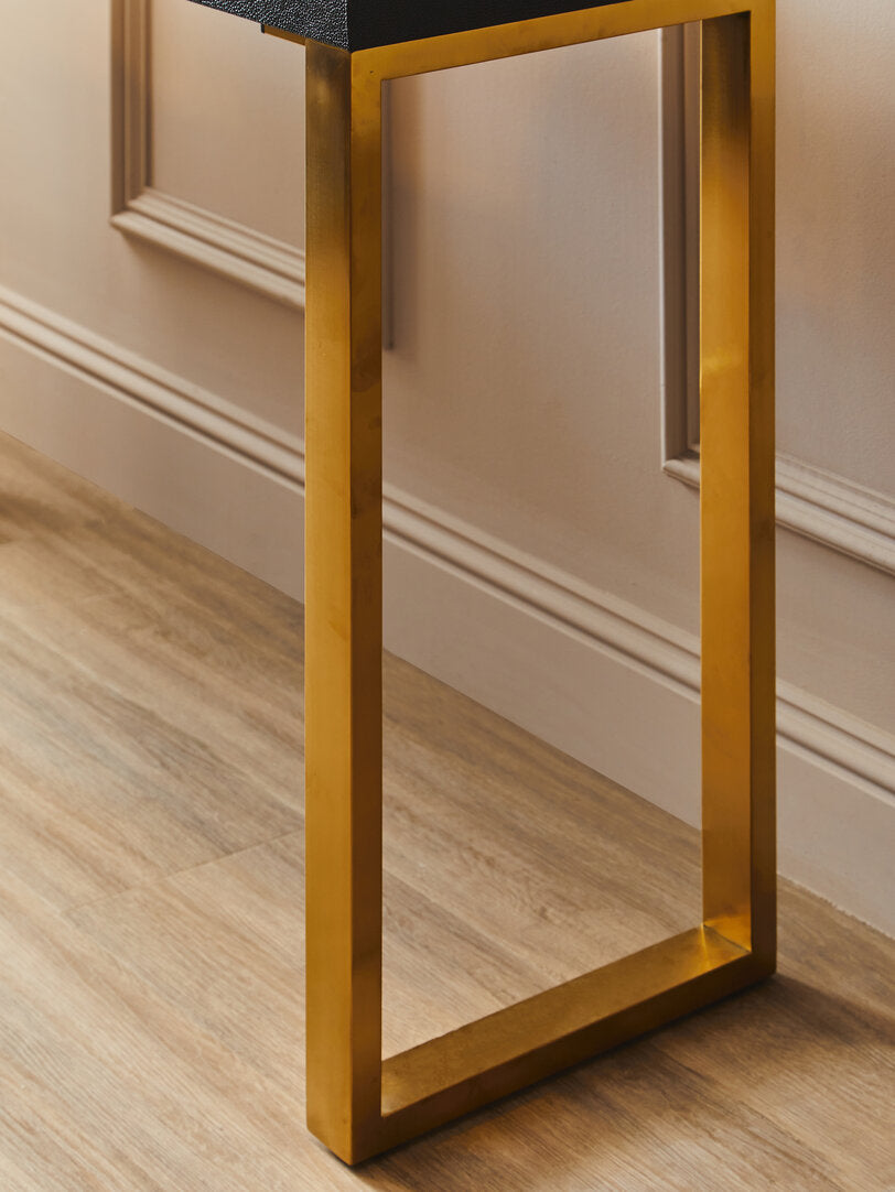 Laguna Set Of Two Black Shagreen Effect Console Tables