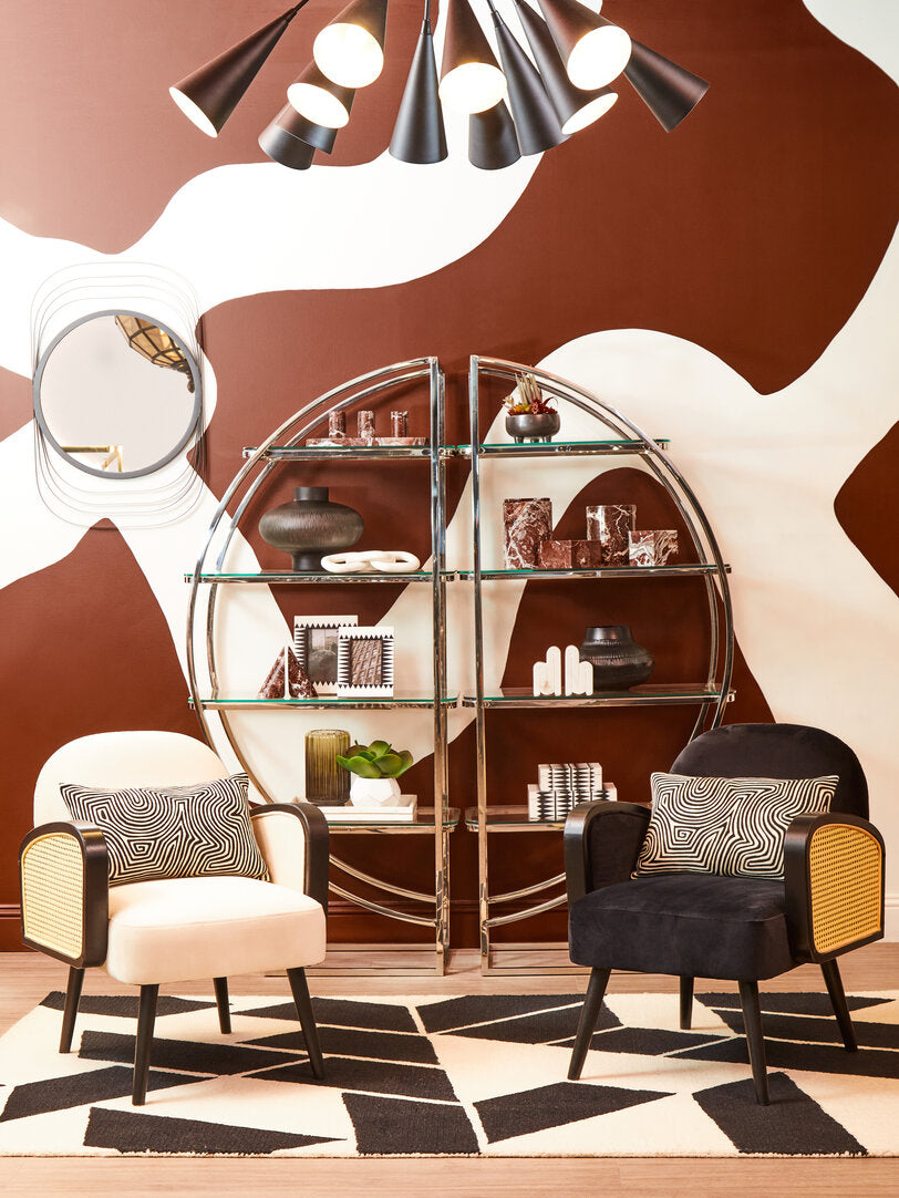 Mayfair Cream Velvet and Rattan Armchair