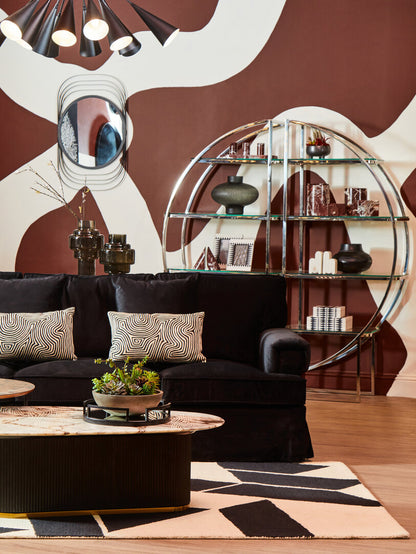 Whitby Three Seat Black Velvet Sofa