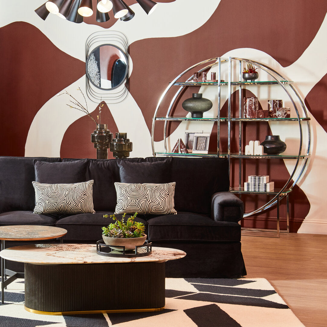 Whitby Three Seat Black Velvet Sofa