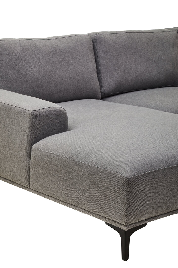 Cambridge 3 Seat Grey Fabric Left Chaise Sofa