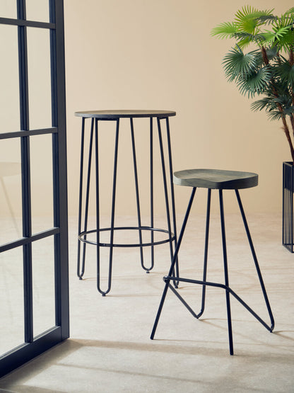 Madison Wooden Top Bar Stool With Metal Legs