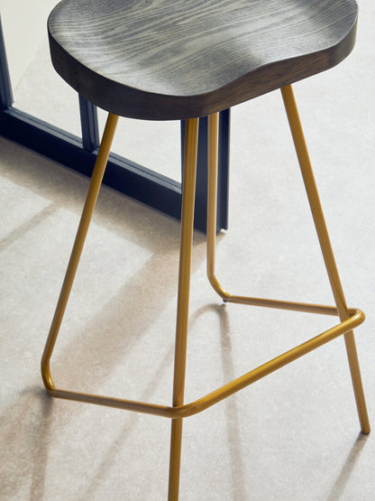 Madison Elm Wood Bar Stool With Metal Legs