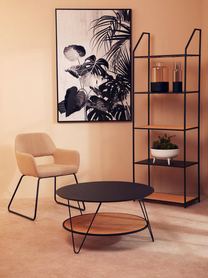 Porto Rattan And Metal Coffee Table With Hairpin Legs