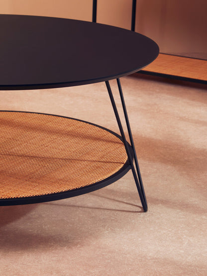 Porto Rattan And Metal Coffee Table With Hairpin Legs