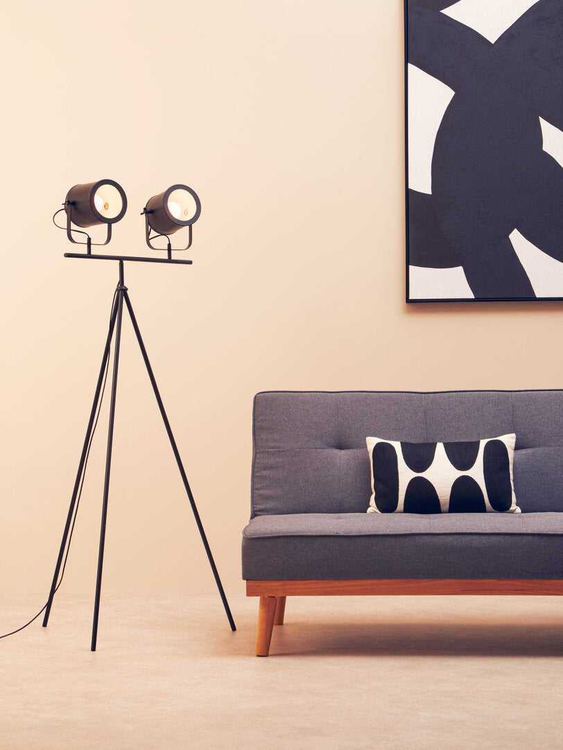 Richmond Two Spotlight Matte Black Tripod Floor Lamp