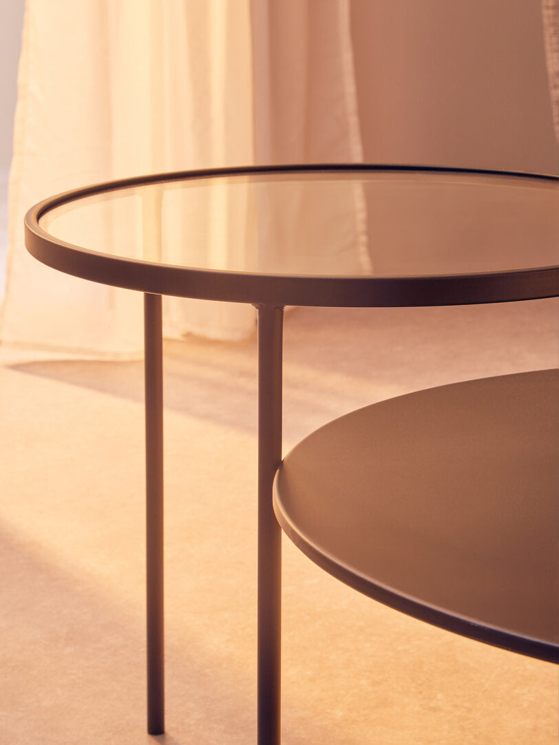 Bath Coffee Table With Glass And Metal Tops