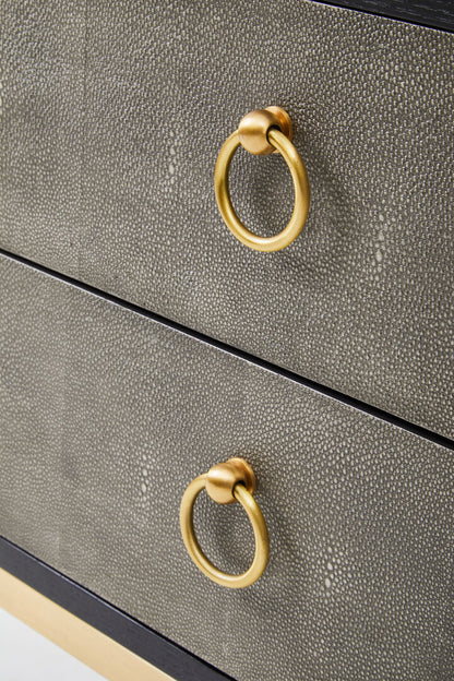 Valencia Two Drawer Grey Shagreen Effect Side Table