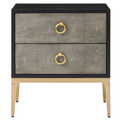 Valencia Two Drawer Grey Shagreen Effect Side Table
