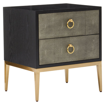 Valencia Two Drawer Grey Shagreen Effect Side Table