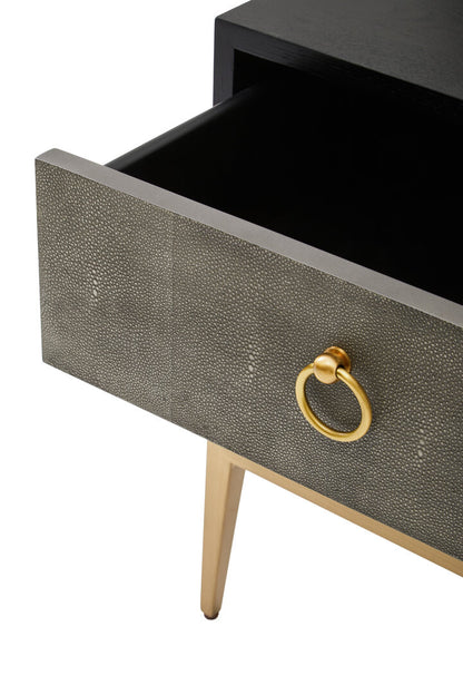 Valencia Two Drawer Grey Shagreen Effect Side Table
