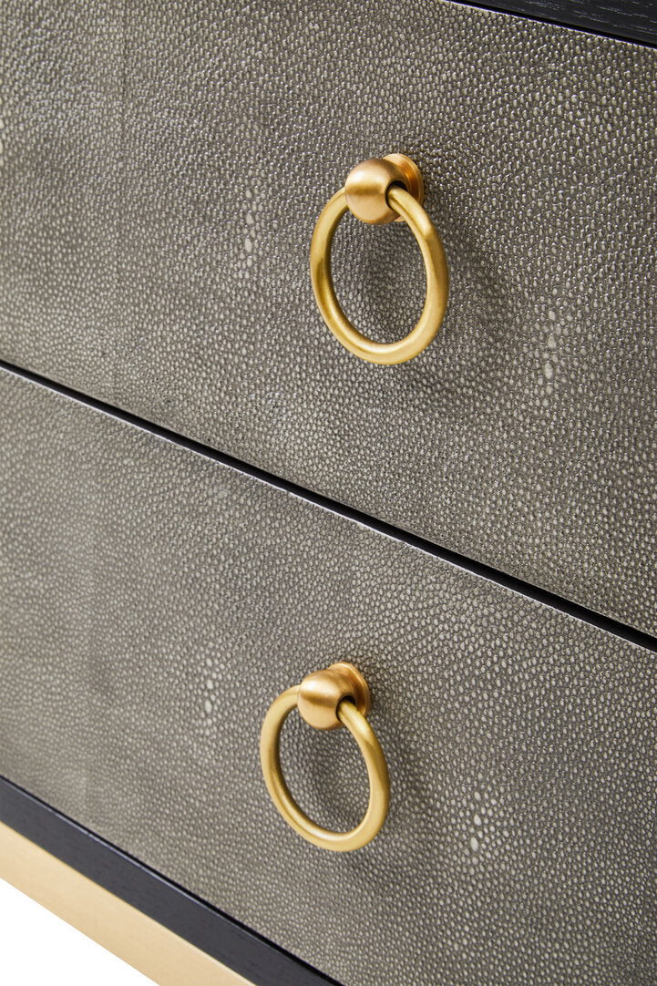 Valencia Two Drawer Grey Shagreen Effect Side Table