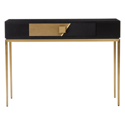 Lisbon Black and Gold Console Table with 1 Drawer