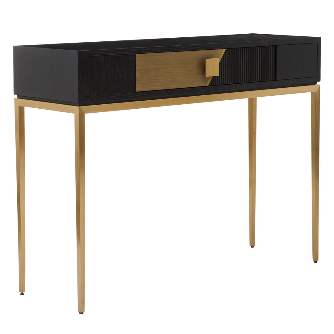 Lisbon Black and Gold Console Table with 1 Drawer