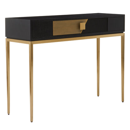 Lisbon Black and Gold Console Table with 1 Drawer