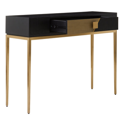 Lisbon Black and Gold Console Table with 1 Drawer