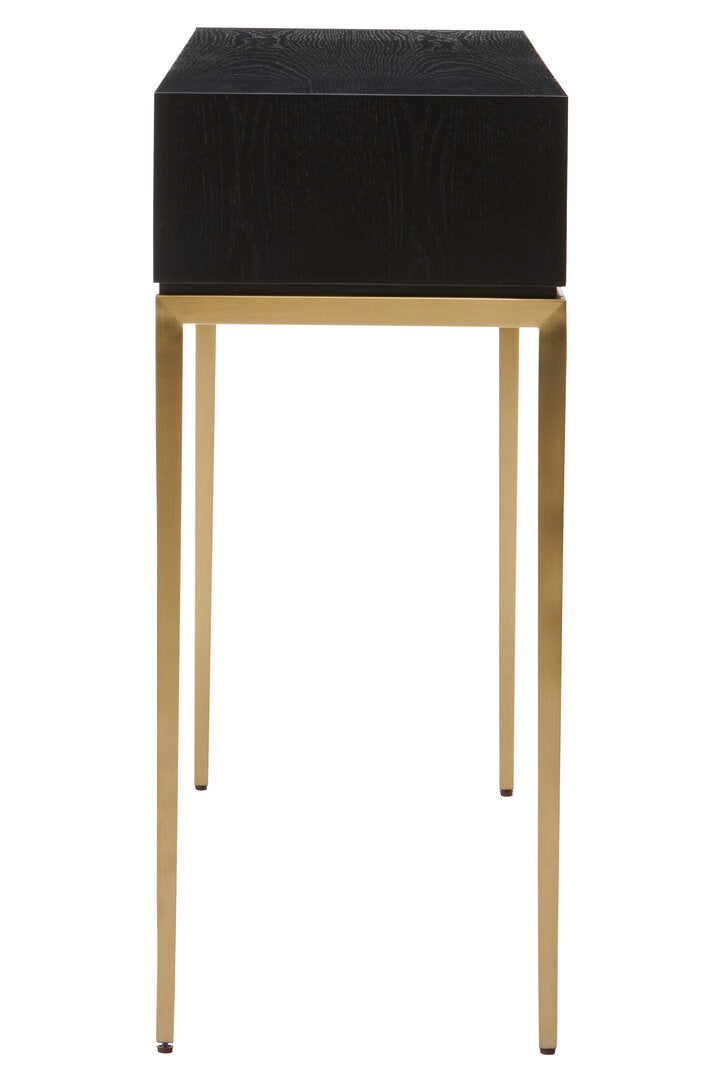 Lisbon Black and Gold Console Table with 1 Drawer