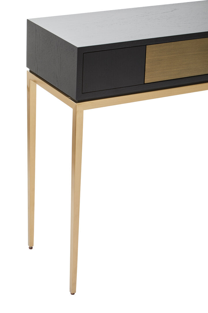 Lisbon Black and Gold Console Table with 1 Drawer