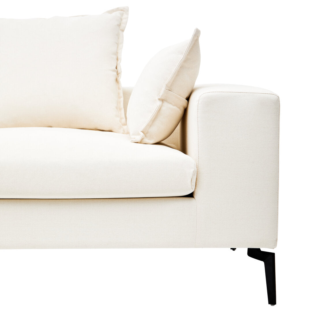 Naples 3 Seat Textured Fabric Cream Sofa