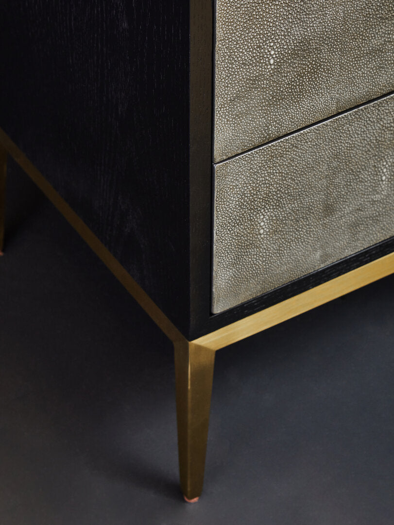Valencia Two Drawer Grey Shagreen Effect Side Table