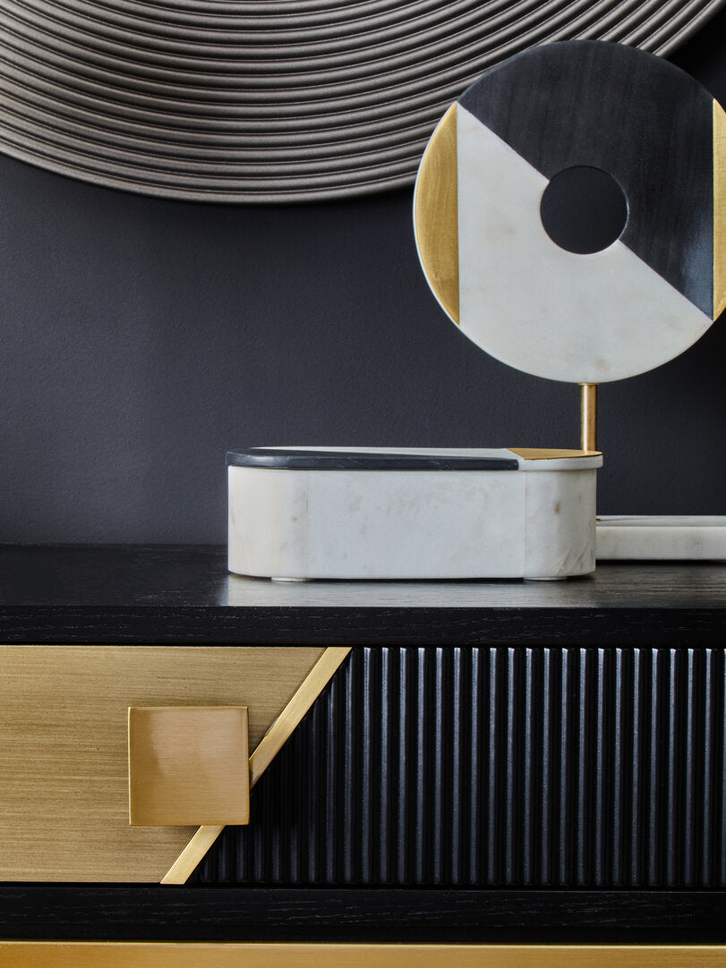 Lisbon Black and Gold Console Table with 1 Drawer