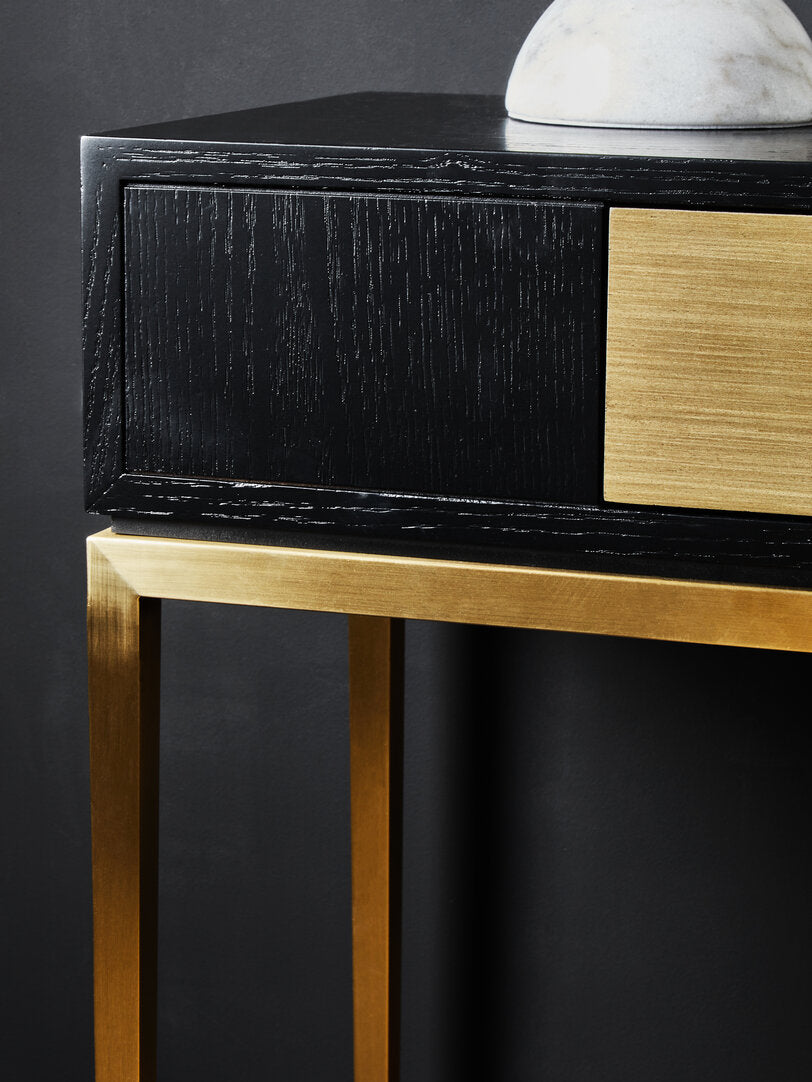 Lisbon Black and Gold Console Table with 1 Drawer