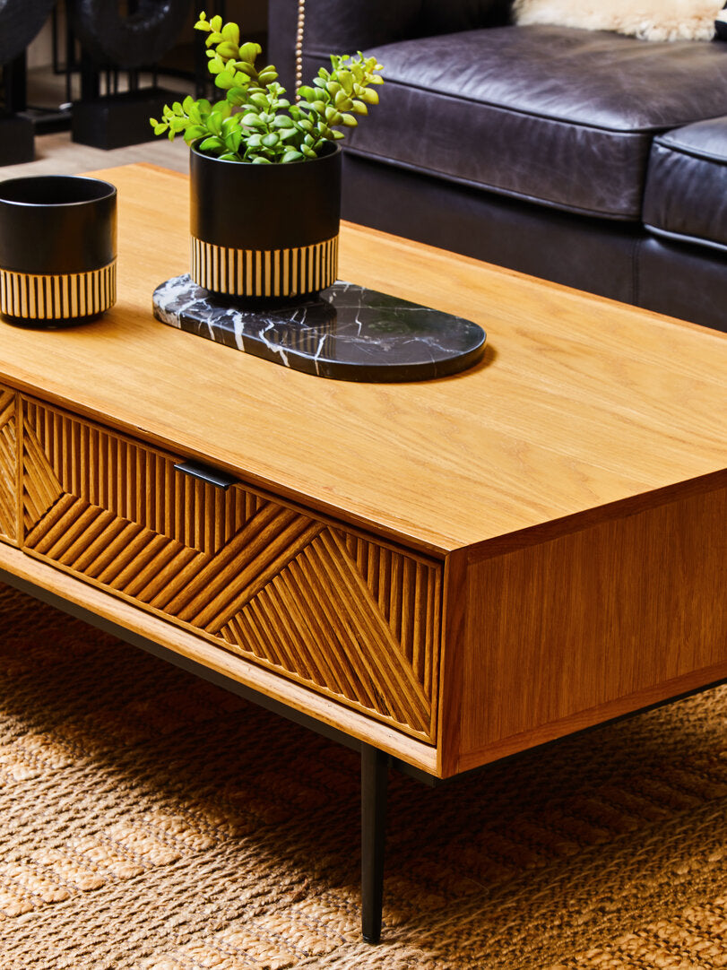 Granada Natural Finish Coffee Table with Drawers