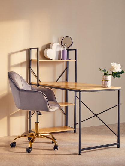 Florence Grey Velvet And Gold Base Home Office Chair